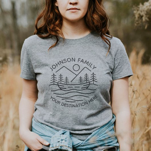 カスタムファミリーレイクキャンピングバケーショングループマッチング Tシャツ