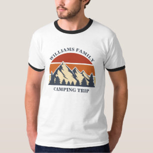 カスタムファミリーロードトリップキャンピングサンセットリンガー Tシャツ