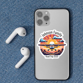 カスタムファミリーロードトリップマウンテンサンセットレトロ シール