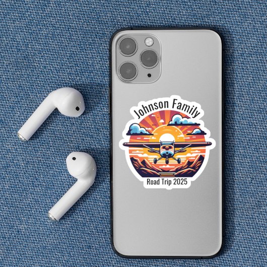 カスタムファミリーロードトリップマウンテンサンセットレトロ シール