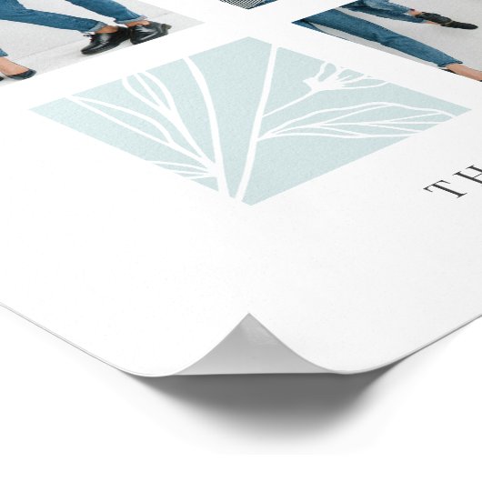 カスタムファミリー写真コラージモノグラムリーフテーマ ポスター (角)