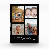 カスタムファミリー名ブラック4フォトコラージュブロック フォトブロック (正面)