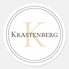 カスタムファミリー名モノグラムホワイトブラッククリーム ラウンドシール