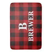 カスタムファミリー名赤タータンチェックバスマット バスマット (正面縦)