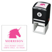 カスタムファミリー名&ユニコーン差出人住所ピンク セルフインキングスタンプ (インサイチュ)