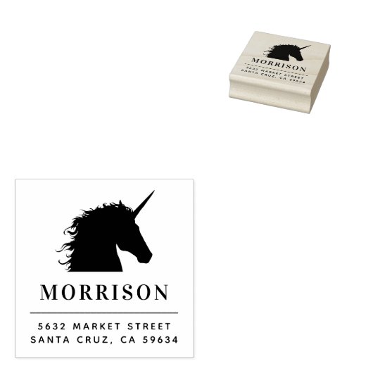 カスタムファミリー名&ユニコーン差出人住所 ラバースタンプ (押印)