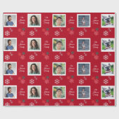 カスタムファミリー名&5フォトペットクリスマスフェスティバル ラッピングペーパー (フラット)