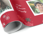 カスタムファミリー名&5フォトペットクリスマスフェスティバル ラッピングペーパー (ロールコーナー)