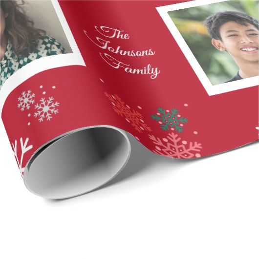 カスタムファミリー名&5フォトペットクリスマスフェスティバル ラッピングペーパー (ロールコーナー)