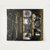 カスタムファミリー懇親会バナー， 7フォトブラック金ゴールド タペストリー (正面(横))