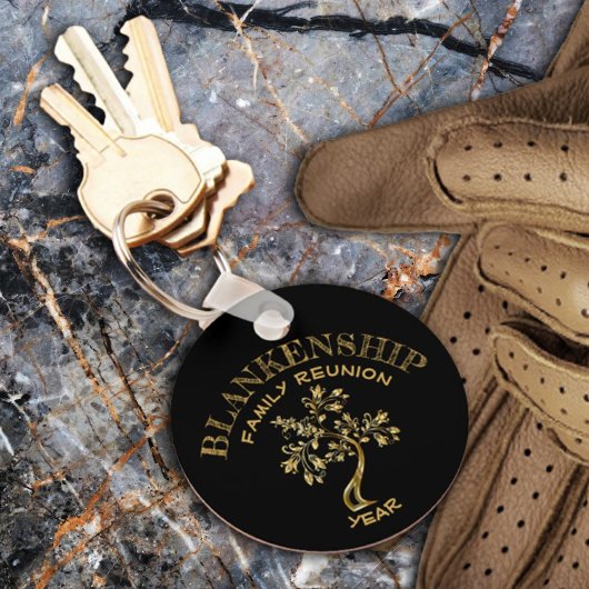 カスタムファミリー懇親会ブラック金ゴールドツリーアートキーチェーン キーホルダー