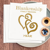 カスタムファミリー懇親会ブラック金ゴールドリンクハートナ スタンダードカクテルナプキン