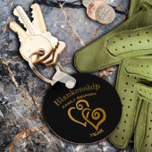 カスタムファミリー懇親会ブラック金ゴールドリンクハート キーホルダー