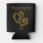 カスタムファミリー懇親会ブラック金ゴールドリンクハート 缶クーラー (正面)