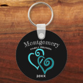 カスタムファミリー懇親会ブルーターコイズリンクハート キーホルダー (正面)