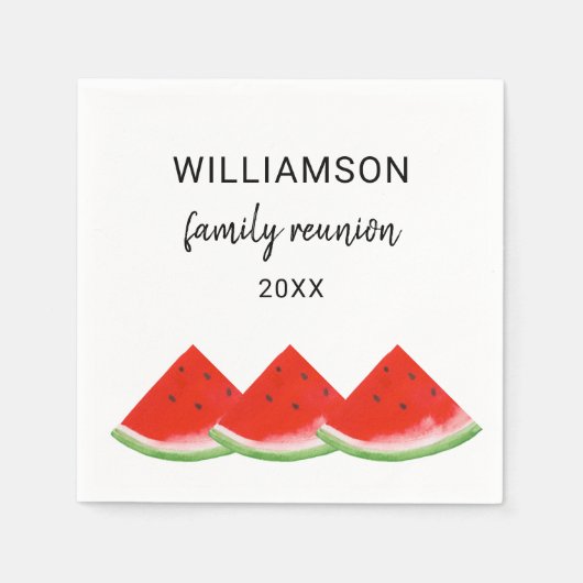 カスタムファミリー懇親会レッドスイカ スタンダードカクテルナプキン (正面)