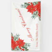 カスタムファミリー赤い花メリークリスマスバナー 横断幕 (縦)