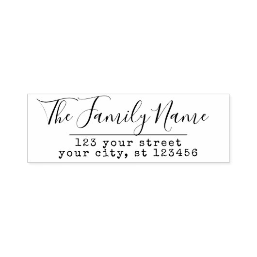 カスタムファミリ名と差出人住所手書 セルフインキングスタンプ (デザイン)