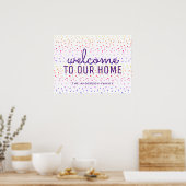 カスタムファミリ名グラデーションTinsパターン歓迎 ポスター (キッチン)