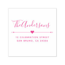 カスタムファミリ名スクリプトと差出人住所明るい赤紫色