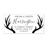 カスタムファミリ名スクリプトと〔雄ジカの〕枝角差出人住所 ラバースタンプ (インプリント)