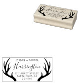 カスタムファミリ名スクリプトと〔雄ジカの〕枝角差出人住所 ラバースタンプ (押印)