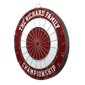 カスタムファミリ名ダークパーソナライズされたレッドダーツボード ダーツボード (正面右)