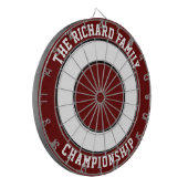 カスタムファミリ名ダークパーソナライズされたレッドダーツボード ダーツボード (正面左)