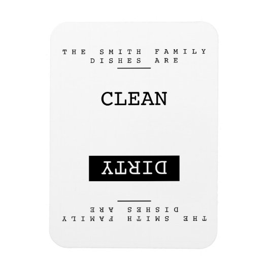 カスタムファミリ名テンプレートクリーン汚れ食洗機 マグネット (縦)