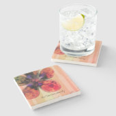 カスタムファミリ名バラ金ゴールドフローラ抽象芸術 ストーンコースター (横)