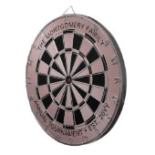 カスタムファミリ名バラ金ゴールド黒パーソナライズされた ダーツボード (正面右)