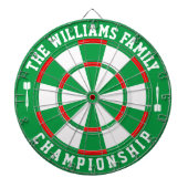 カスタムファミリ名パーソナライズされた緑白 ダーツボード (正面)