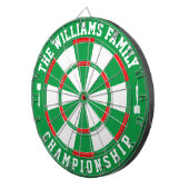 カスタムファミリ名パーソナライズされた緑白 ダーツボード (正面右)