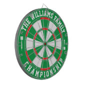 カスタムファミリ名パーソナライズされた緑白 ダーツボード (正面左)