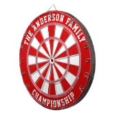 カスタムファミリ名パーソナライズされた赤ダーツボード ダーツボード (正面右)