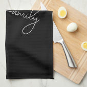 カスタムファミリ名モダン白黒 キッチンタオル (四つ折り)