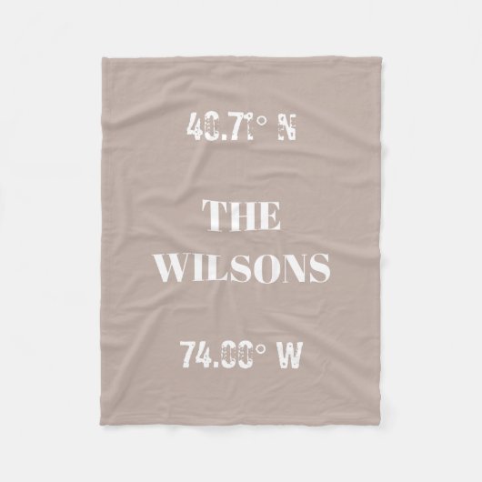 カスタムファミリ名座標 フリースブランケット (正面)