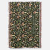 カスタムファミリ名 | コテージコアマッシュルームパターン スローブランケット (正面縦)