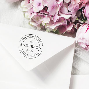 カスタムファミリ名  木製ラウンド差出人住所 ラバースタンプ