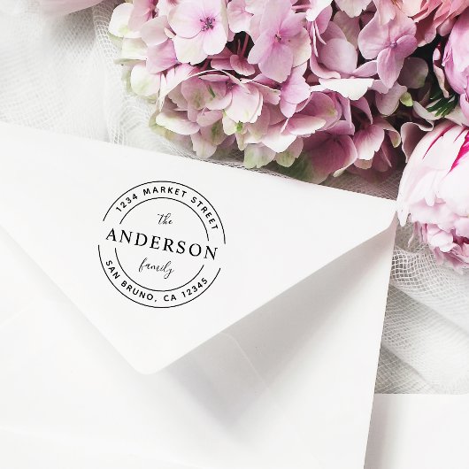 カスタムファミリ名 |木製ラウンド差出人住所 ラバースタンプ