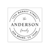 カスタムファミリ名 |木製ラウンド差出人住所 ラバースタンプ (インプリント)