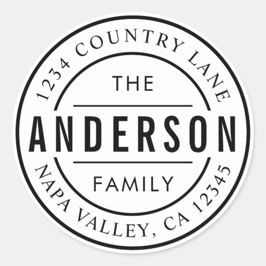 カスタムファミリ名 |独自の差出人住所を作成 ラウンドシール (正面)