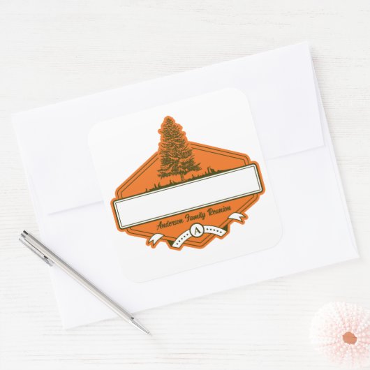 カスタムファミリ懇親会名タグ スクエアシール (封筒)