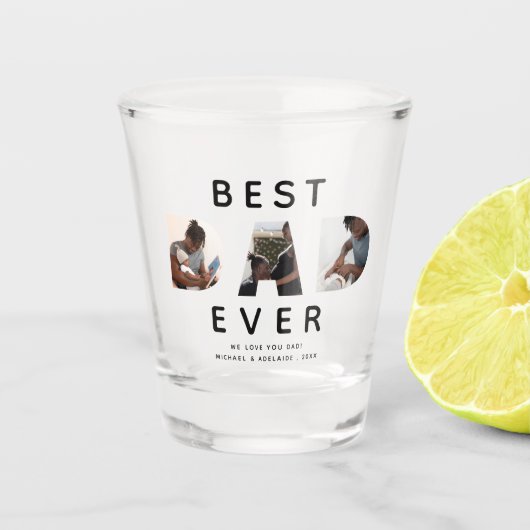 カスタムファーザーズの写真コラージュ最高のパパ ショットグラス (正面)