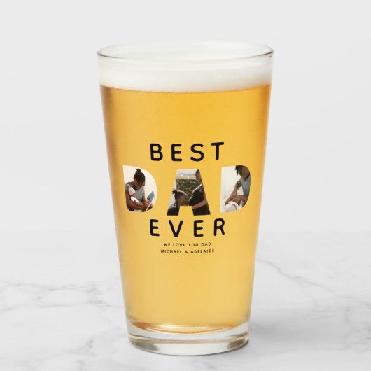 カスタムファーザーズの写真コラージュ最高のパパ タンブラーグラス (ドリンク正面)