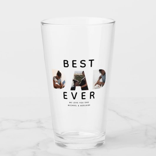 カスタムファーザーズの写真コラージュ最高のパパ タンブラーグラス (正面)