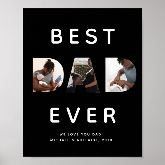 カスタムファーザーズの写真コラージュ最高のパパ ポスター (正面)