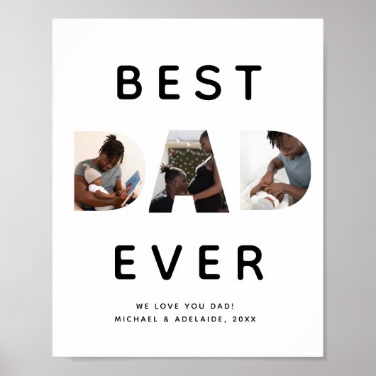 カスタムファーザーズの写真コラージュ最高のパパ ポスター (正面)