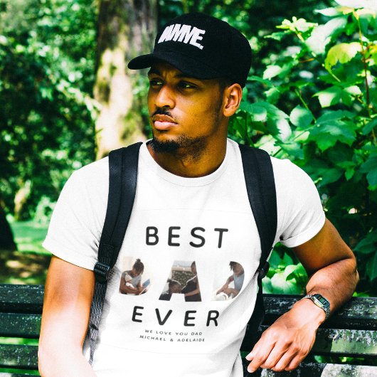 カスタムファーザーズの写真コラージュ最高のパパ Tシャツ