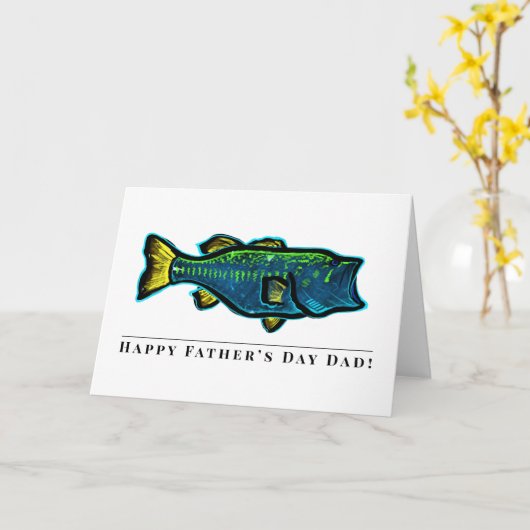 カスタムファーザーズカードフィッシュ魚釣りベース カード (黄色い花)